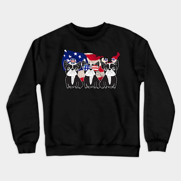 American Flag USA 4th of July French Bulldogs Crewneck Sweatshirt by Kaileymahoney